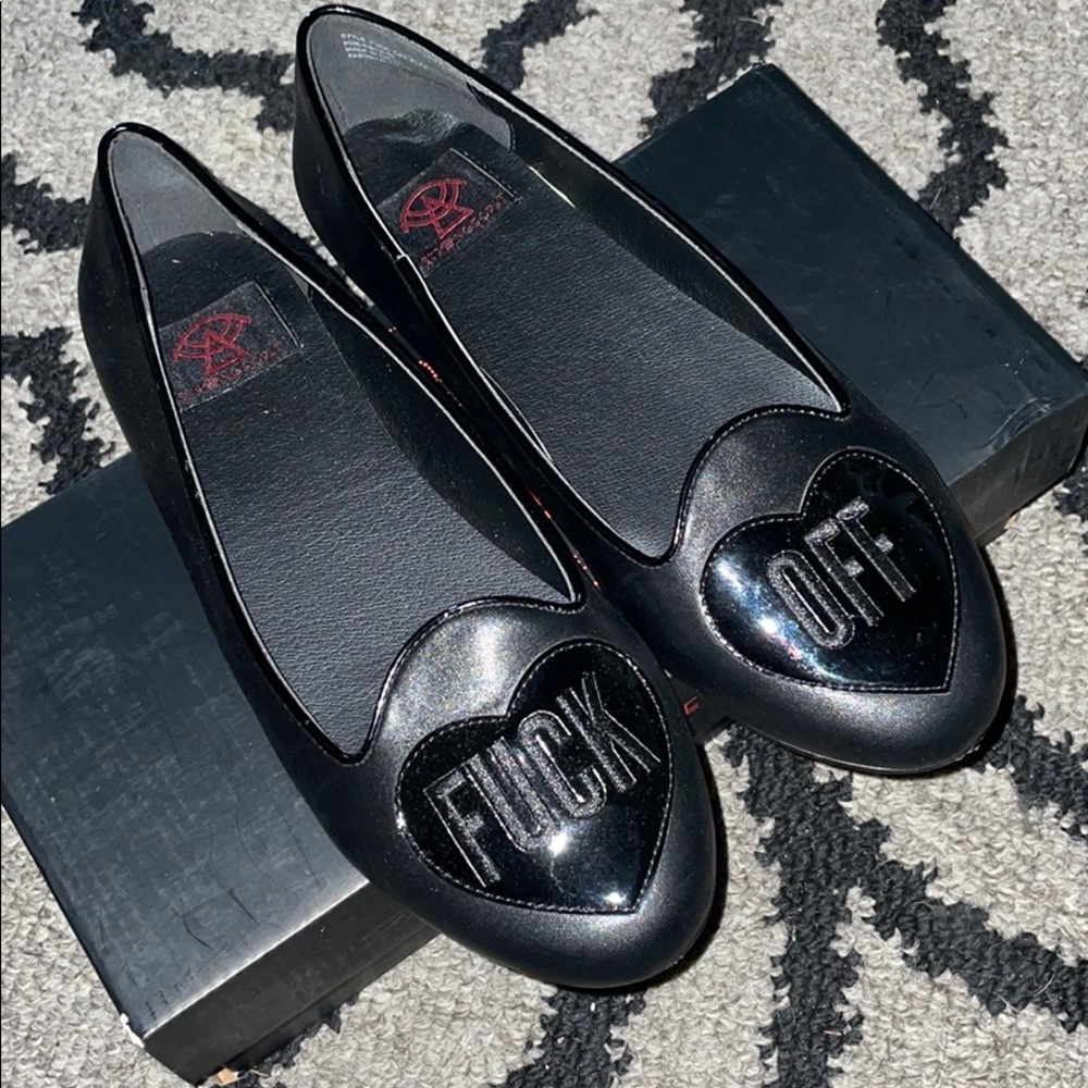 FOXBLOOD Strange Cvlt collab Fuck Off flats Size 8